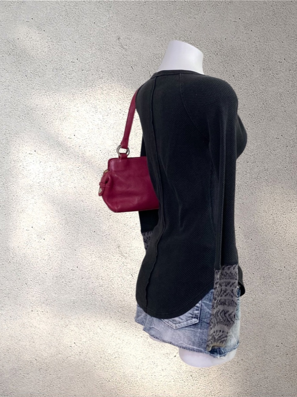 Free People Black Thermal Henley Patterned Cuffs | Indie Sleaze Y2K - Picture 4 of 7